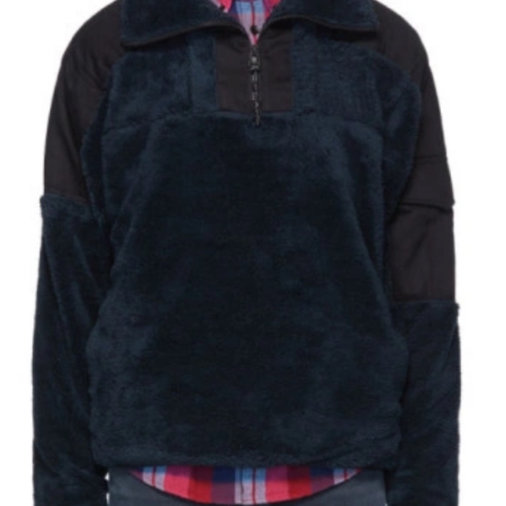 rag & bone Midnight and Ebony Plush Quarter Zip Fleece